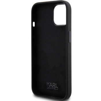 Etui Karl Lagerfeld Silicone Choupette Metal Pin na iPhone 15 Plus / 14 Plus - czarne