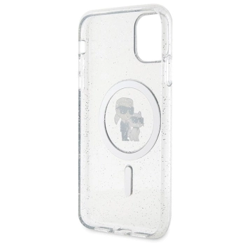 Etui Karl Lagerfeld Karl&Choupette Glitter MagSafe na iPhone 11 / Xr - przezroczyste