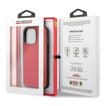 Etui Ferrari On Track Carbon Stripe na iPhone 13 Pro Max - czerwone