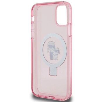 Etui Karl Lagerfeld Ring Stand Karl&Choupettte MagSafe na iPhone 11 / Xr - różowe