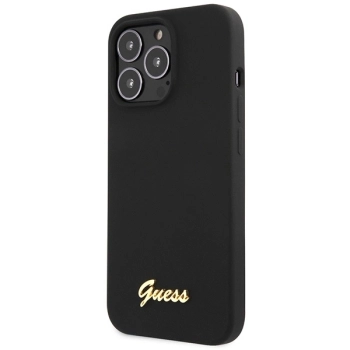 Etui Guess Silicone Script Gold Logo na iPhone 13 Pro Max - czarne
