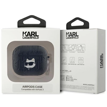 Etui Karl Lagerfeld Monogram Choupette Head na AirPods 3 - czarne