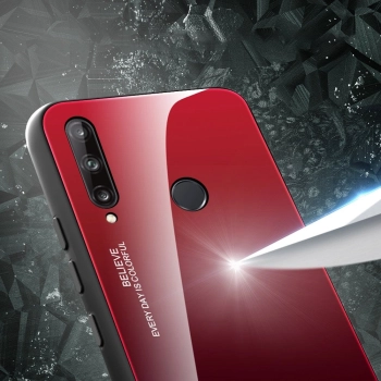 Gradient Glass etui pokrowiec nakładka ze szkła hartowanego Huawei P40 Lite E różowo-fioletowy