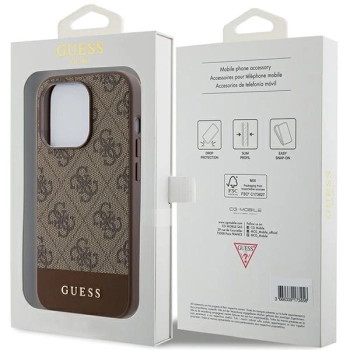 Etui Guess 4G Stripe Collection na iPhone 15 Pro - brązowe