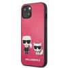 Etui Karl Lagerfeld Ikonik Karl&Choupette na iPhone 13 mini - fuksjowe
