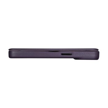iCarer CE Premium Leather Folio Case skórzane etui iPhone 14 Pro z klapką magnetyczne MagSafe ciemnofioletowy (WMI14220714-DP)
