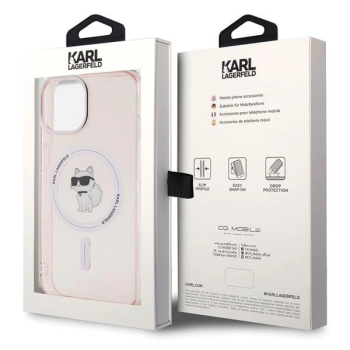 Etui Karl Lagerfeld IML Choupette MagSafe na iPhone 15 - różowe