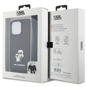 Etui Karl Lagerfeld Crossbody Saffiano Metal Pin Karl&Choupette na iPhone 13 Pro / iPhone 13 - czarne