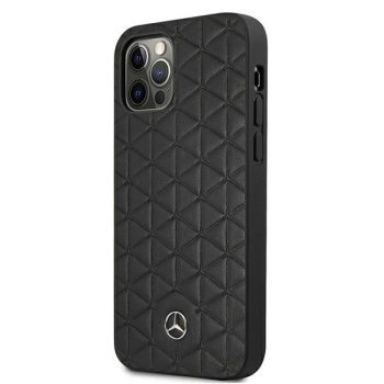 Etui Mercedes Leather Quilted Embossed na iPhone 12 Pro Max - czarne