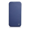iCarer CE Premium Leather Folio Case skórzane etui iPhone 14 Pro Max z klapką magnetyczne MagSafe niebieski (WMI14220716-BU)