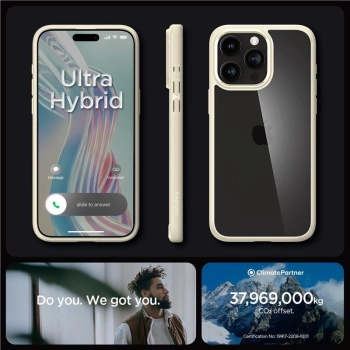 Etui Spigen Ultra Hybrid na iPhone 15 Pro - beżowe