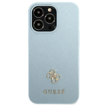 Etui Guess Saffiano 4G Small Metal Logo na iPhone 13 Pro Max - niebieskie