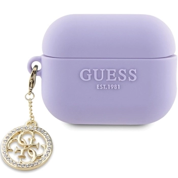 Etui Guess 3D Rubber 4G Diamond Charm na AirPods Pro 2 - purpurowe