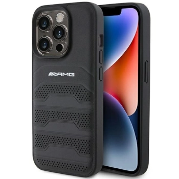 Etui AMG Leather Debossed Lines do iPhone 15 Pro - czarne