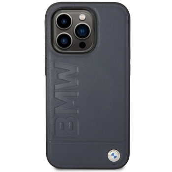 Etui BMW Leather Hot Stamp MagSafe na iPhone 14 Pro - granatowe