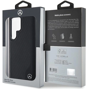 Etui Mercedes Leather Debossed Line MagSafe na Samsung Galaxy S24 Ultra - czarne