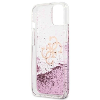 Etui Guess 4G Big Liquid Glitter na iPhone 13 mini - różowe