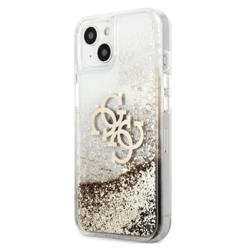 Etui Guess 4G Big Liquid Glitter na iPhone 13 mini - złote