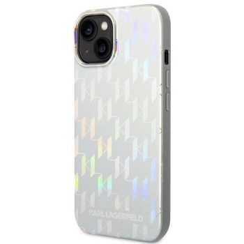 Etui Karl Lagerfeld Monogram Iridescent na iPhone 14 - srebrne