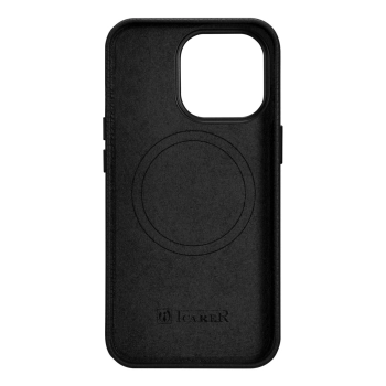iCarer Litchi Premium Leather Case skórzane etui iPhone 14 Pro magnetyczne z MagSafe czarny (WMI14220710-BK)