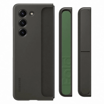 Etui silikonowe do Samsung Galaxy Z Fold 5 z podstawką i paskiem - czarne