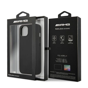 Etui AMG Leather Hot Stamped na iPhone 13 mini - czarne