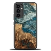 Etui z drewna i żywicy na Samsung Galaxy A54 5G Bewood Unique Planeta Ziemia - niebiesko-zielone