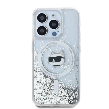 Etui Karl Lagerfeld Liquid Glitter Choupette Head MagSafe na iPhone 15 Pro Max - przezroczyste