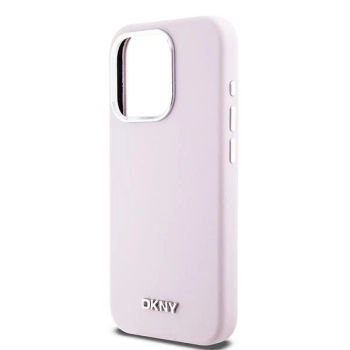 Etui DKNY Liquid Silicone Small Metal Logo MagSafe na iPhone 14 Pro - różowe