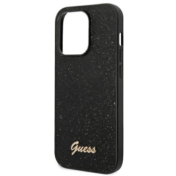 Etui Guess Glitter Script na iPhone 14 Pro Max - czarne