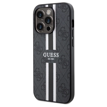 Etui Guess 4G Printed Stripes MagSafe na iPhone 15 Pro - czarne