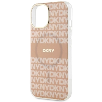 Etui DKNY IML Mono & Stripe MagSafe na iPhone 15 Plus / 14 Plus - różowe