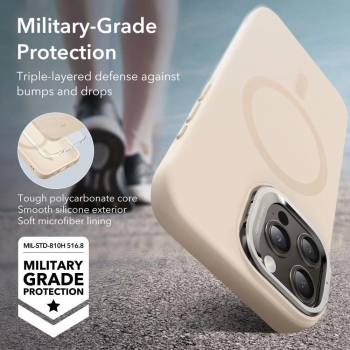 Etui ESR Cloud Kickstand Halolock z MagSafe na iPhone 15 Pro Max - beżowe