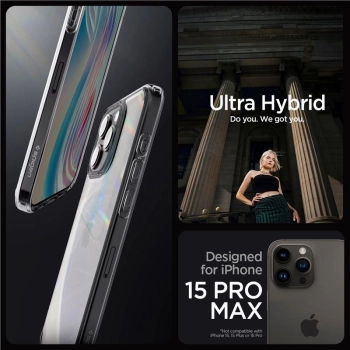 Etui Spigen Ultra Hybrid na iPhone 15 Pro Max - przezroczysto-szare