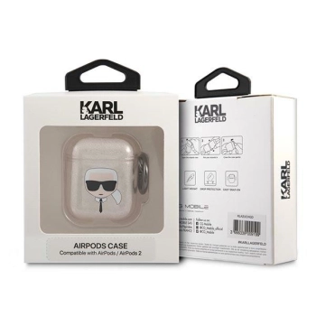 Etui Karl Lagerfeld Glitter Karl's Head na AirPods 1/2 - złote