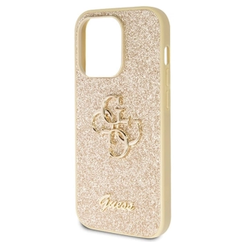 Etui Guess Glitter Script Big 4G na iPhone 14 Pro - złote