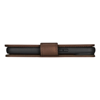 iCarer Oil Wax Wallet Case 2in1 etui iPhone 14 Pro skórzany pokrowiec z klapką Anti-RFID brązowy (WMI14220722-BN)