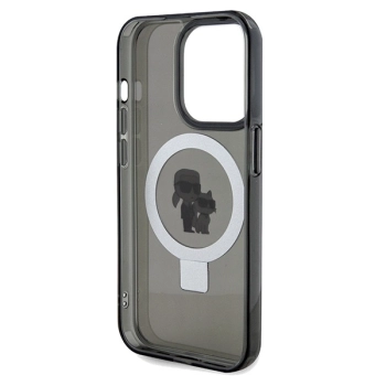 Etui Karl Lagerfeld Ring Stand Karl&Choupettte MagSafe na iPhone 14 Pro - czarne