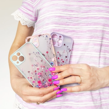 Design Case etui do iPhone 13 Pro Max pokrowiec w kwiaty zielone