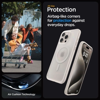 Etui Spigen Ultra Hybrid Mag z MagSafe na iPhone 15 Pro - matowy tytan naturalny