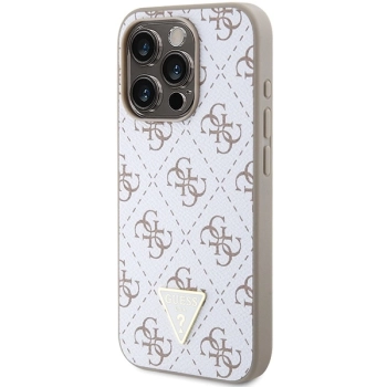 Etui Guess 4G Triangle Metal Logo na iPhone 15 Pro - białe