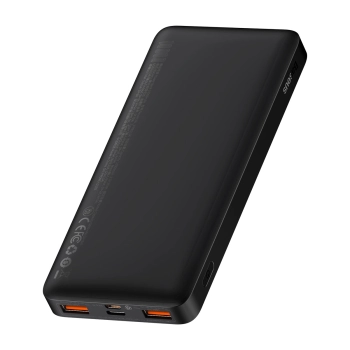 Baseus Bipow powerbank z szybkim ładowaniem 10000mAh 20W czarny (Overseas Edition) + kabel USB-A - Micro USB 0.25m czarny (PPBD050301)