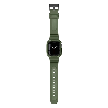 Kingxbar CYF537 2w1 pancerne etui Apple Watch SE, 9, 8, 7, 6, 5, 4, 3, 2, 1 (45, 44, 42 mm) z paskiem zielone