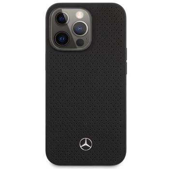 Etui Mercedes Leather Perforated na iPhone 14 Pro - czarne