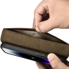 iCarer Oil Wax Wallet Case 2in1 etui iPhone 14 Pro skórzany pokrowiec z klapką Anti-RFID brązowy (WMI14220722-BN)