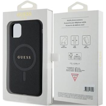 Etui Guess Saffiano MagSafe na iPhone 11 / Xr - czarne