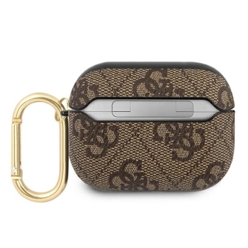 Etui Guess 4G Script Metal Collection na AirPods Pro - brązowe