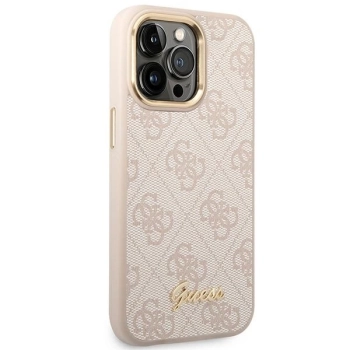 Etui Guess 4G Vintage Gold Logo na iPhone 14 Pro - różowe
