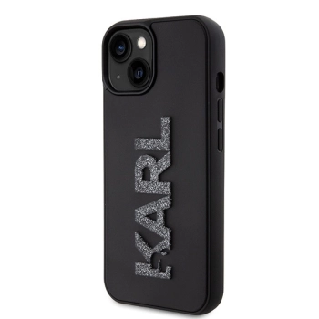 Etui Karl Lagerfeld 3D Rubber Glitter Logo na iPhone 15 - czarne