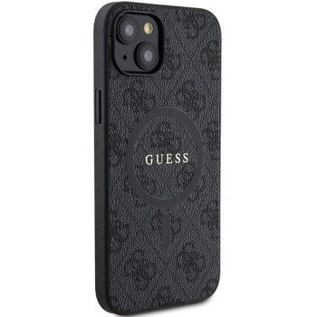 Etui Guess 4G Collection Leather Metal Logo MagSafe na iPhone 15 Plus / 14 Plus - czarne
